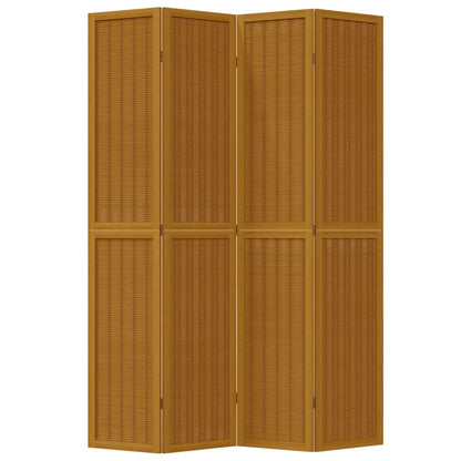 Kamerscherm met 4 panelen massief paulowniahout bruin