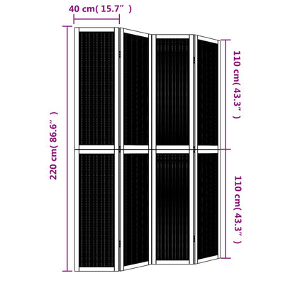 Kamerscherm met 4 panelen massief paulowniahout bruin
