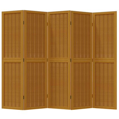 Kamerscherm met 5 panelen massief paulowniahout bruin