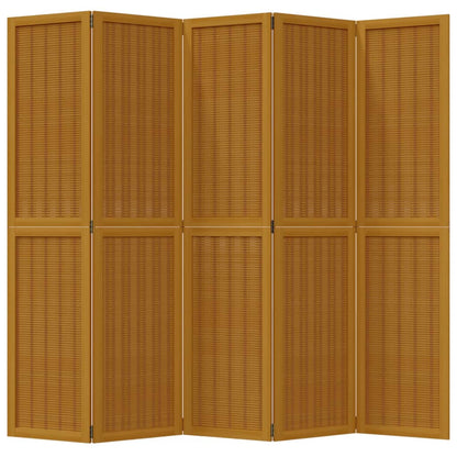 Kamerscherm met 5 panelen massief paulowniahout bruin