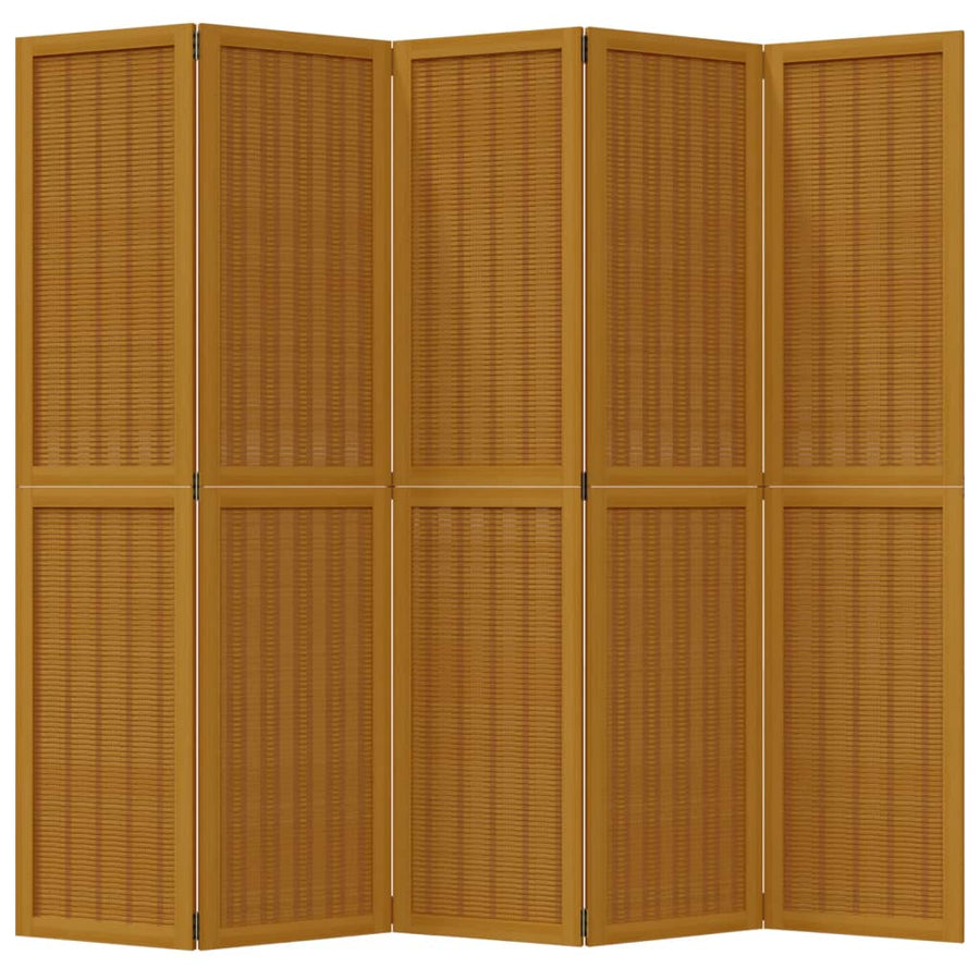 Kamerscherm met 5 panelen massief paulowniahout bruin