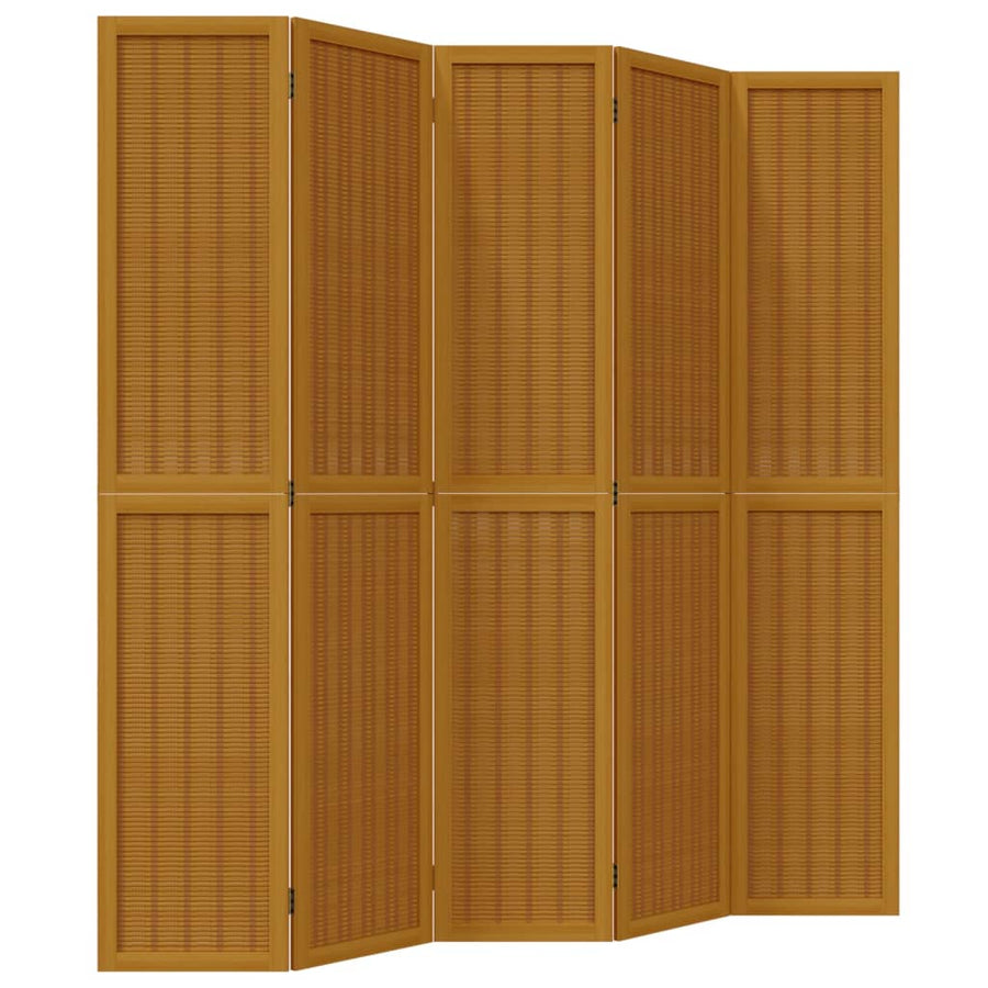Kamerscherm met 5 panelen massief paulowniahout bruin