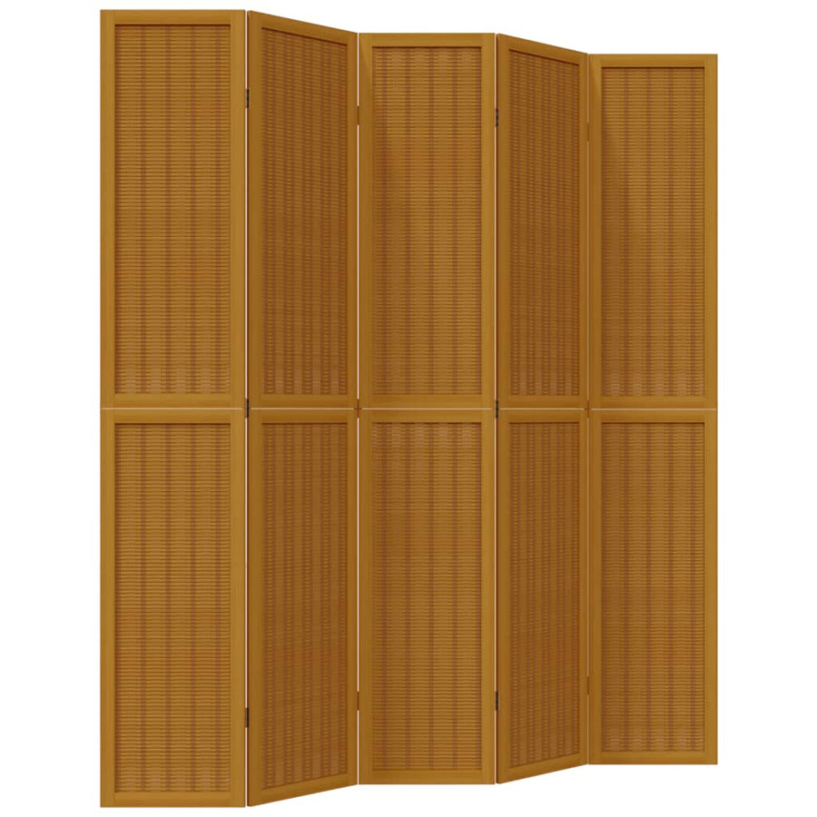 Kamerscherm met 5 panelen massief paulowniahout bruin