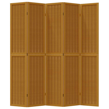 Kamerscherm met 5 panelen massief paulowniahout bruin