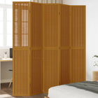 5-Panel Room Divider Solid Paulownia Wood Brown