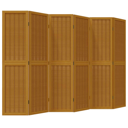 Kamerscherm met 6 panelen massief paulowniahout bruin