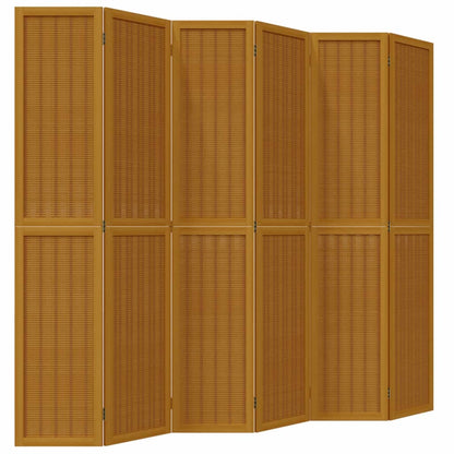 Kamerscherm met 6 panelen massief paulowniahout bruin