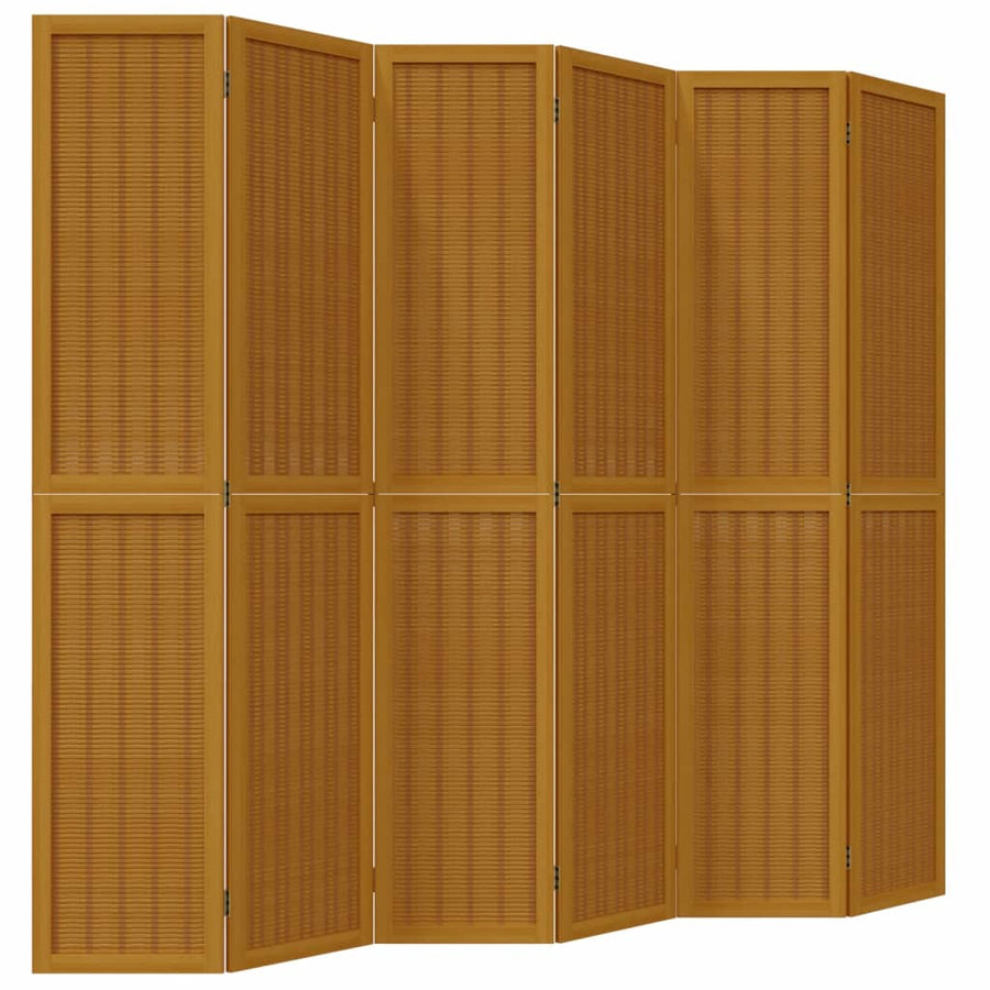 Kamerscherm met 6 panelen massief paulowniahout bruin