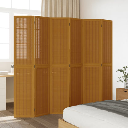 Kamerscherm met 6 panelen massief paulowniahout bruin