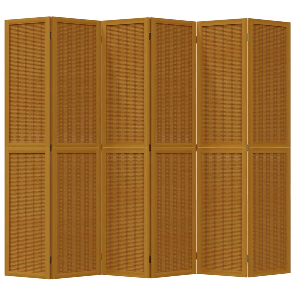 Kamerscherm met 6 panelen massief paulowniahout bruin