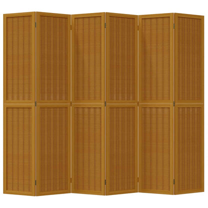 Kamerscherm met 6 panelen massief paulowniahout bruin