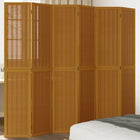 Kamerscherm 6 panelen massief paulowniahout bruin 210x200 cm