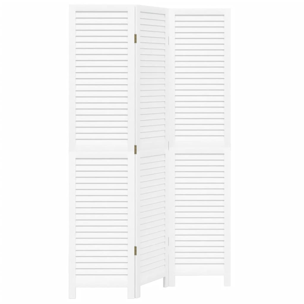 Kamerscherm met 3 panelen massief paulowniahout wit