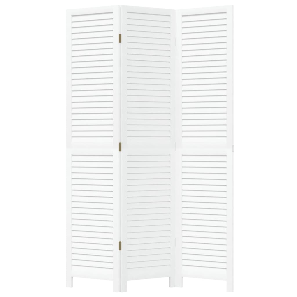 Kamerscherm met 3 panelen massief paulowniahout wit