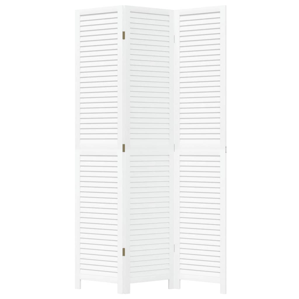 Kamerscherm met 3 panelen massief paulowniahout wit