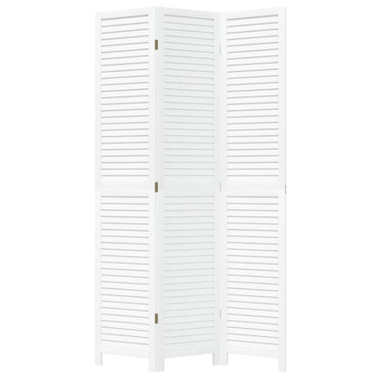 Kamerscherm met 3 panelen massief paulowniahout wit