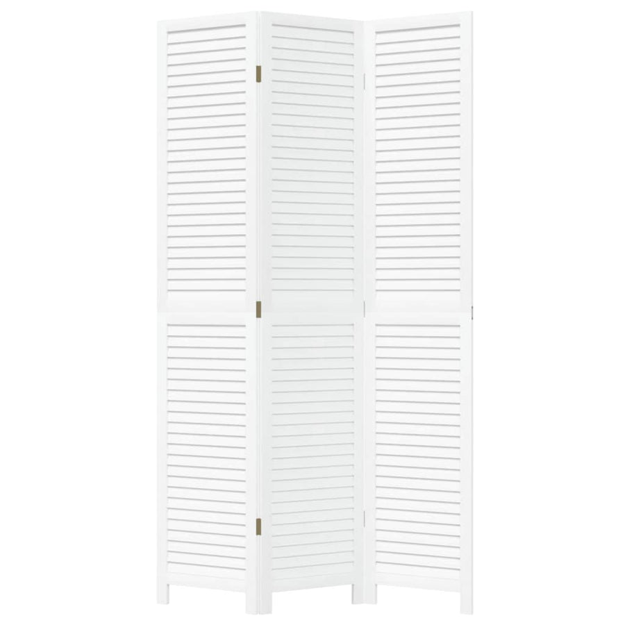 Kamerscherm met 3 panelen massief paulowniahout wit