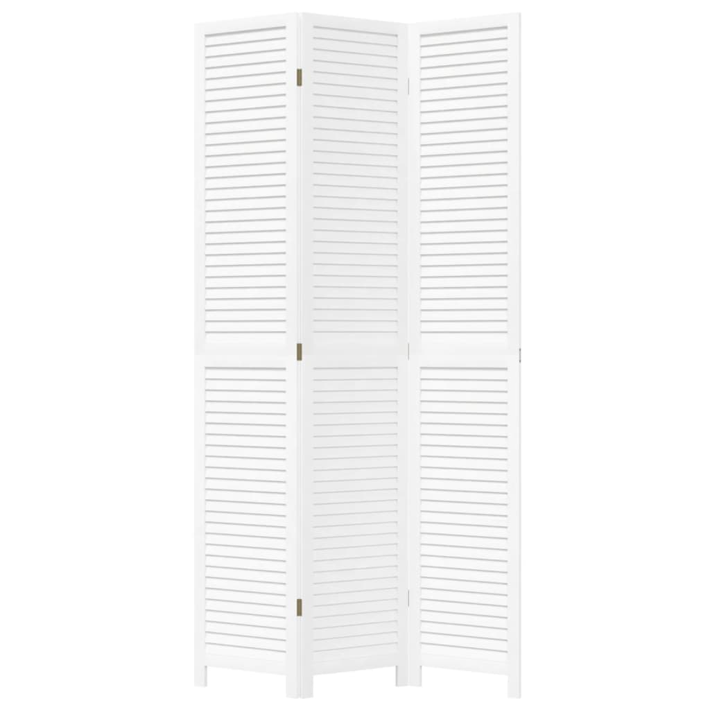 Kamerscherm met 3 panelen massief paulowniahout wit