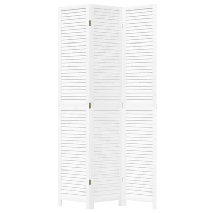 Kamerscherm met 3 panelen massief paulowniahout wit