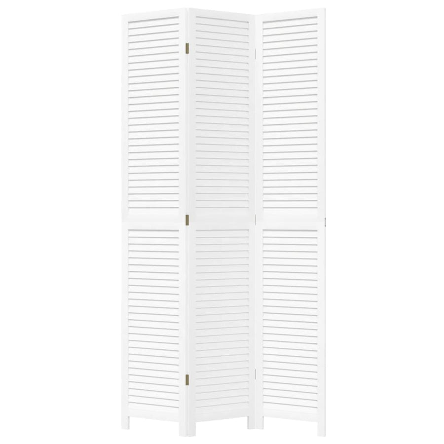 Kamerscherm met 3 panelen massief paulowniahout wit