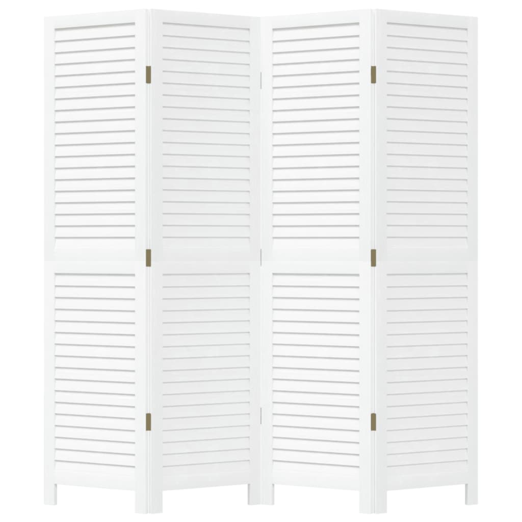 Kamerscherm Met 4 Panelen Massief Paulowniahout Wit