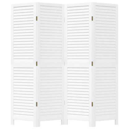Kamerscherm Met 4 Panelen Massief Paulowniahout Wit