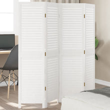 Kamerscherm Met 4 Panelen Massief Paulowniahout Wit