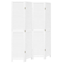 Kamerscherm Met 4 Panelen Massief Paulowniahout Wit