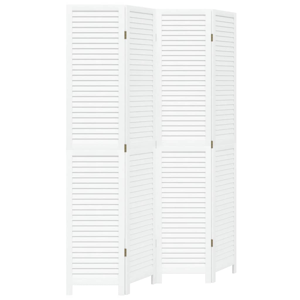 Kamerscherm Met 4 Panelen Massief Paulowniahout Wit