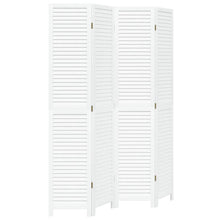 Kamerscherm Met 4 Panelen Massief Paulowniahout Wit
