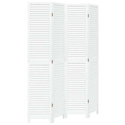 Kamerscherm Met 4 Panelen Massief Paulowniahout Wit