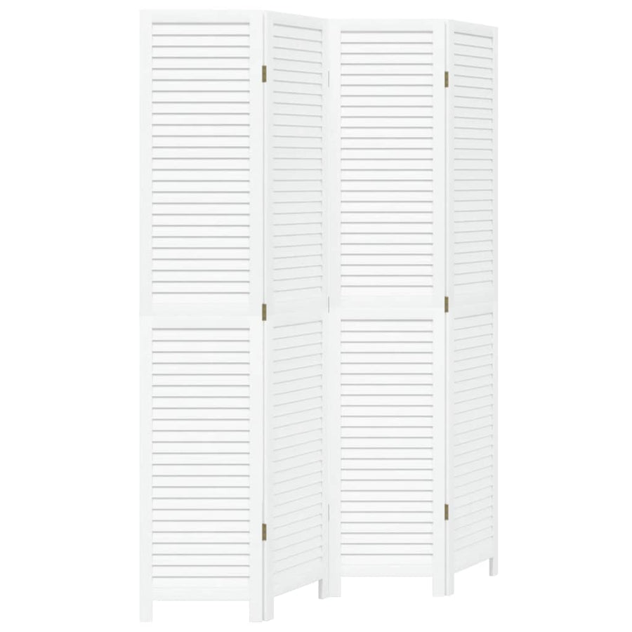 Kamerscherm Met 4 Panelen Massief Paulowniahout Wit