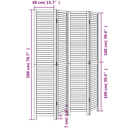 Kamerscherm Met 4 Panelen Massief Paulowniahout Wit