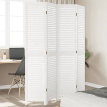 Kamerscherm Met 4 Panelen Massief Paulowniahout Wit