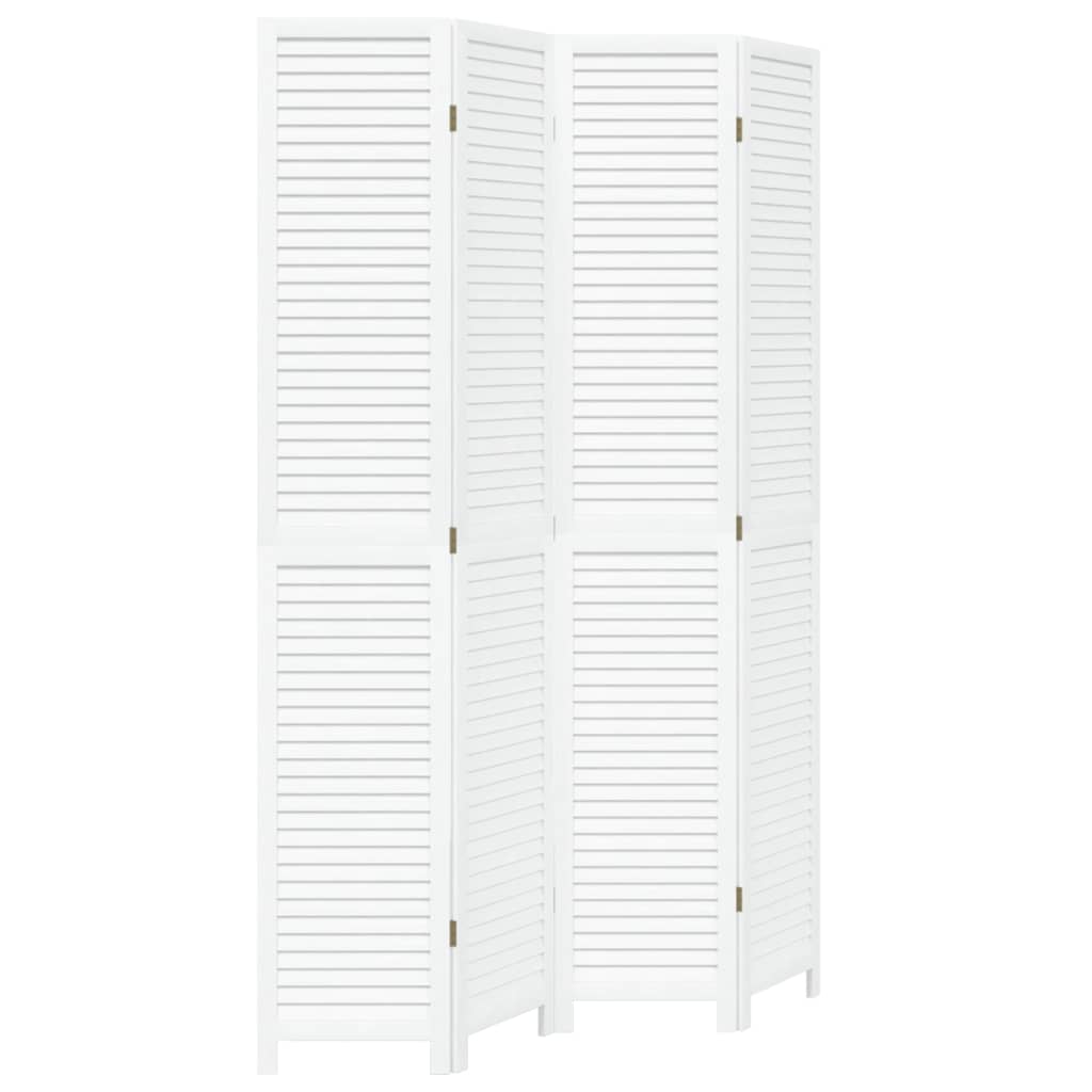 Kamerscherm Met 4 Panelen Massief Paulowniahout Wit