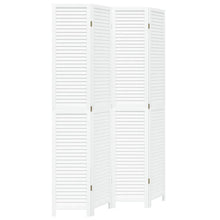Kamerscherm Met 4 Panelen Massief Paulowniahout Wit