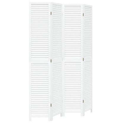 Kamerscherm Met 4 Panelen Massief Paulowniahout Wit