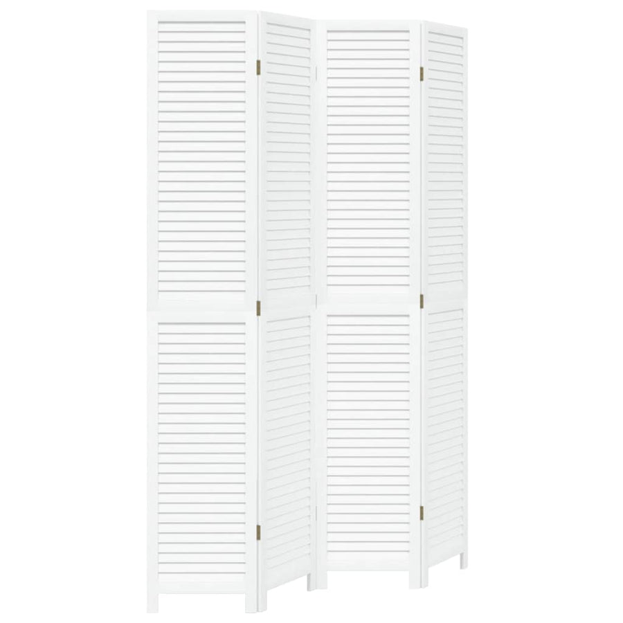 Kamerscherm Met 4 Panelen Massief Paulowniahout Wit