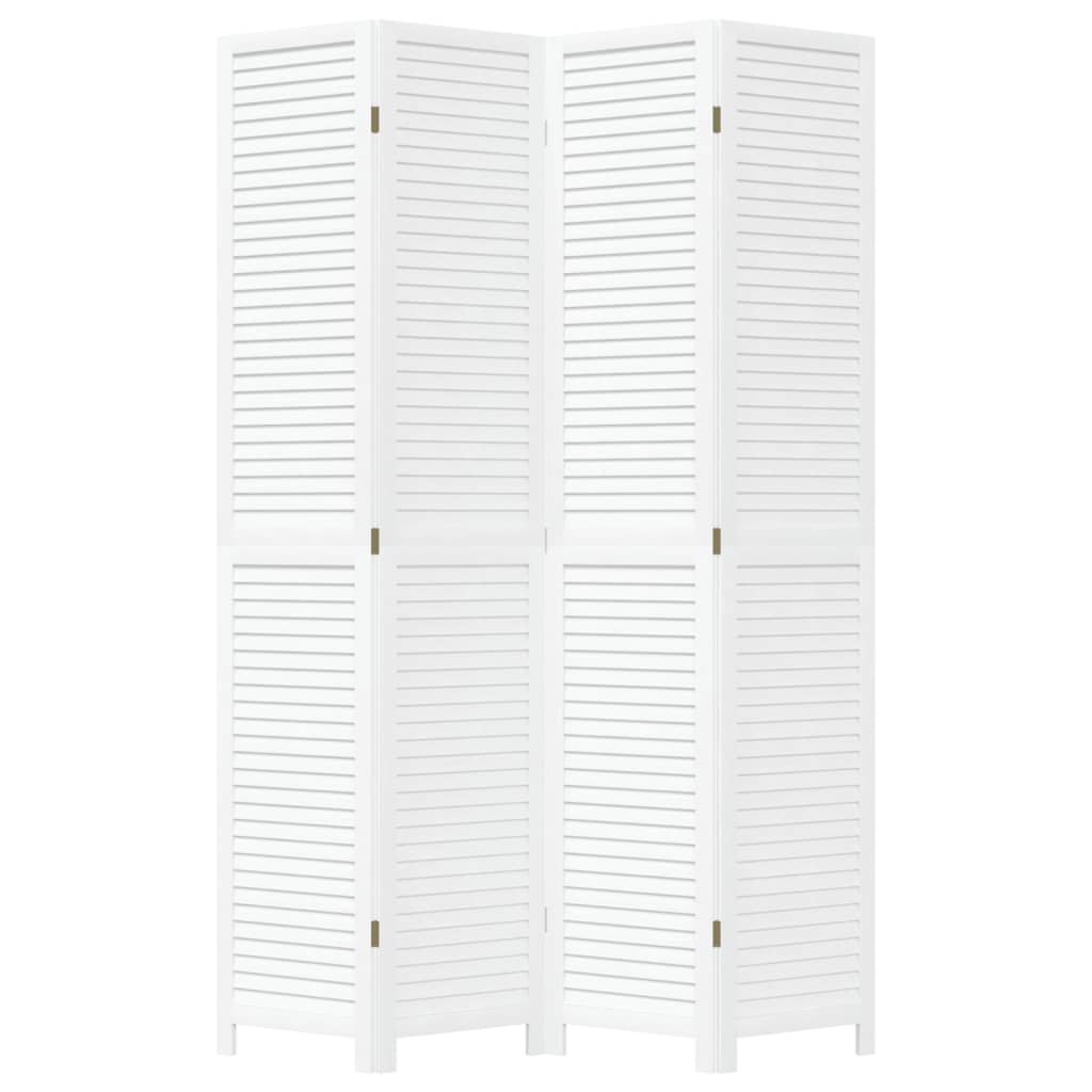 Kamerscherm Met 4 Panelen Massief Paulowniahout Wit