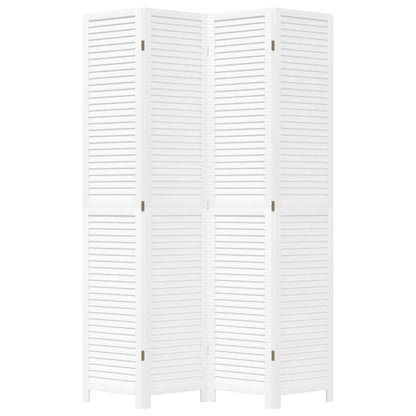 Kamerscherm Met 4 Panelen Massief Paulowniahout Wit