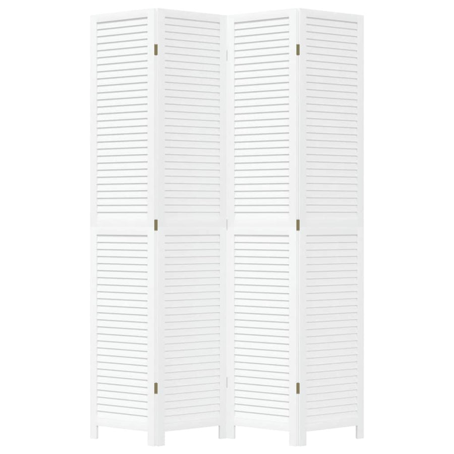 Kamerscherm Met 4 Panelen Massief Paulowniahout Wit