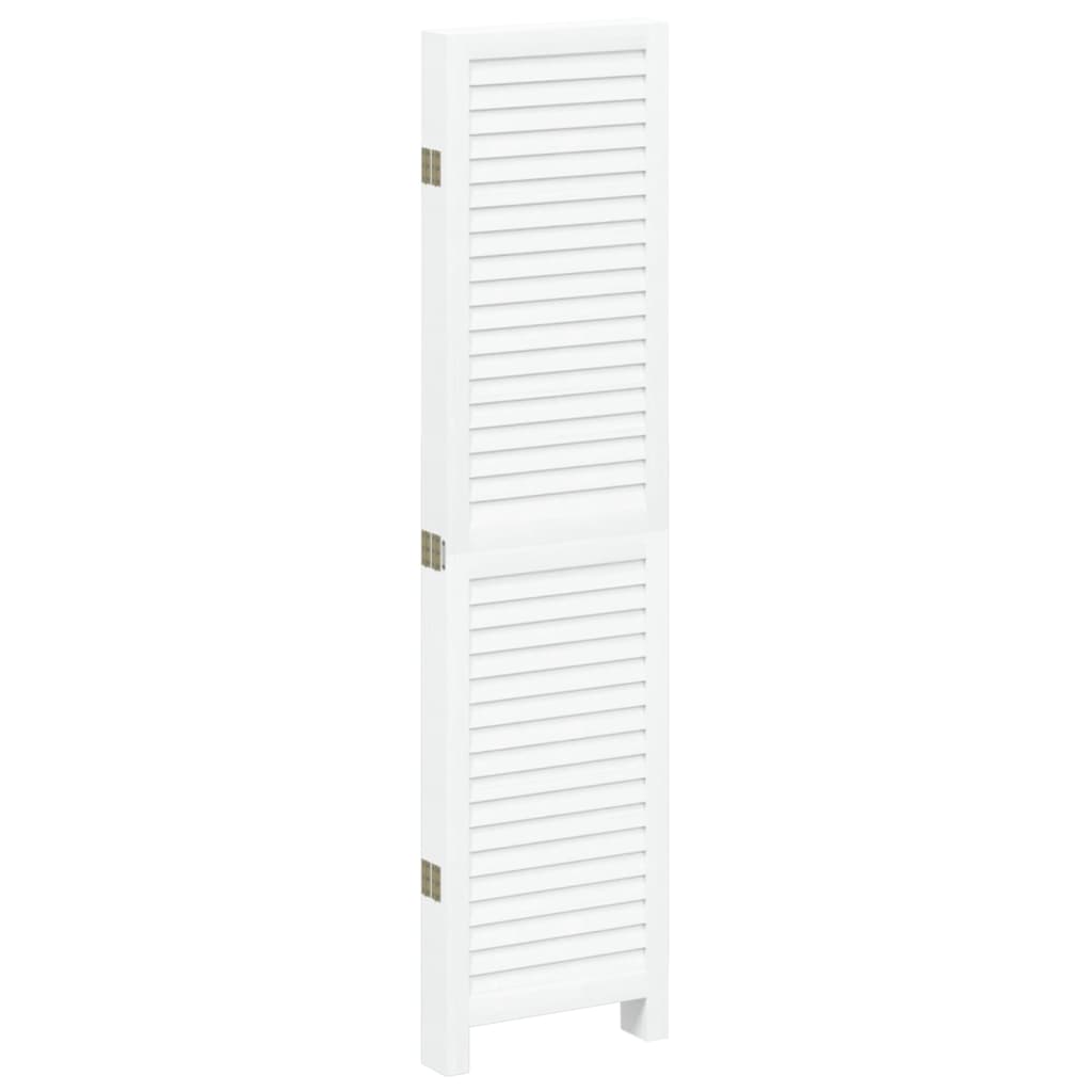 Kamerscherm Met 5 Panelen Massief Paulowniahout Wit