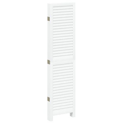 Kamerscherm Met 5 Panelen Massief Paulowniahout Wit
