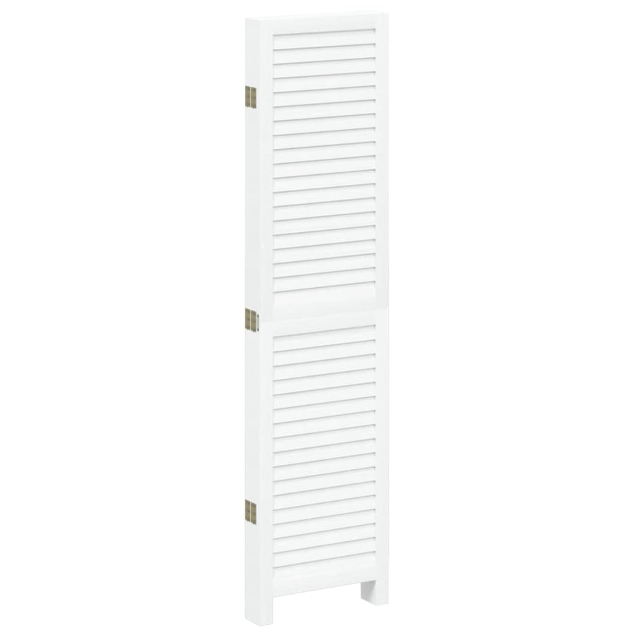 Kamerscherm Met 5 Panelen Massief Paulowniahout Wit
