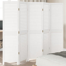 Kamerscherm Met 5 Panelen Massief Paulowniahout Wit
