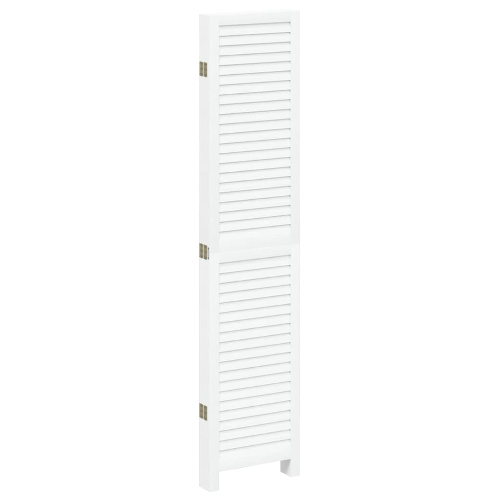 Kamerscherm Met 5 Panelen Massief Paulowniahout Wit