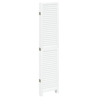 Kamerscherm Met 5 Panelen Massief Paulowniahout Wit
