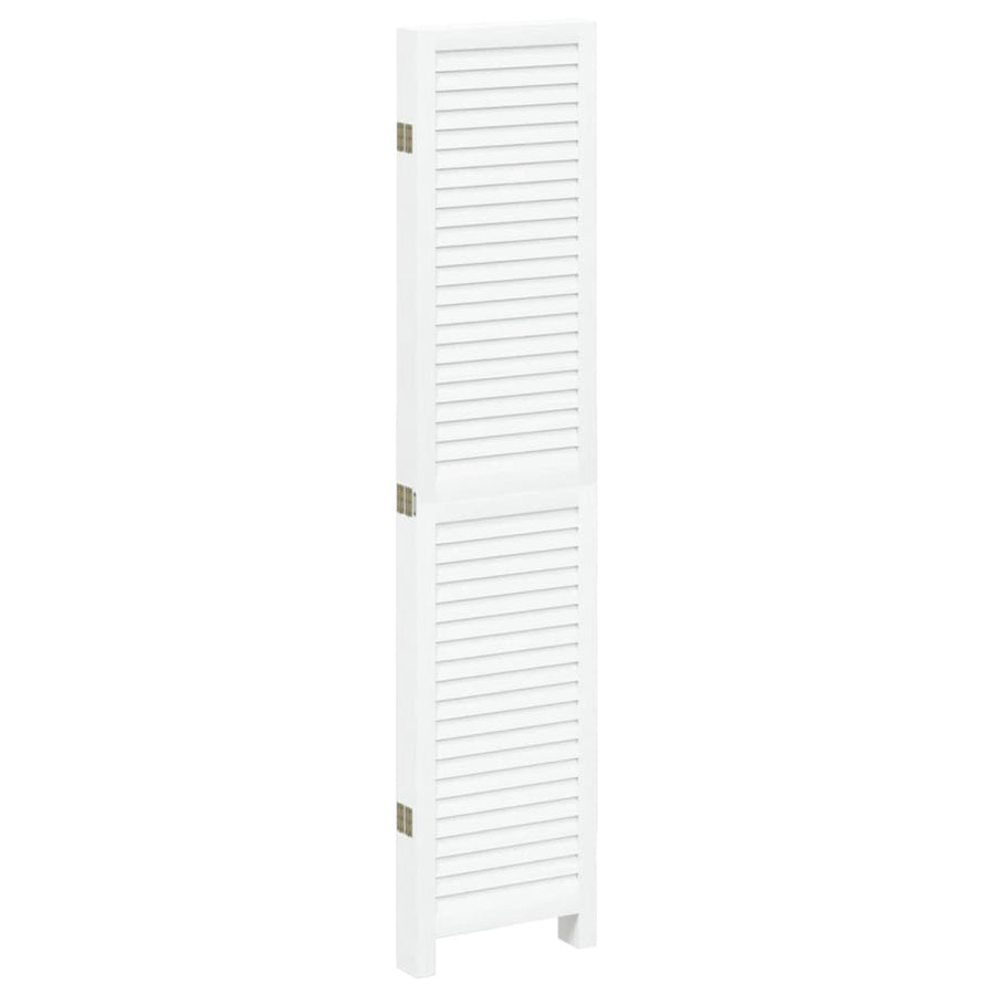 Kamerscherm Met 5 Panelen Massief Paulowniahout Wit
