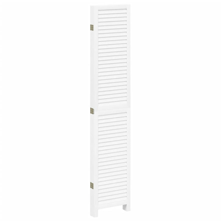 Kamerscherm Met 5 Panelen Massief Paulowniahout Wit