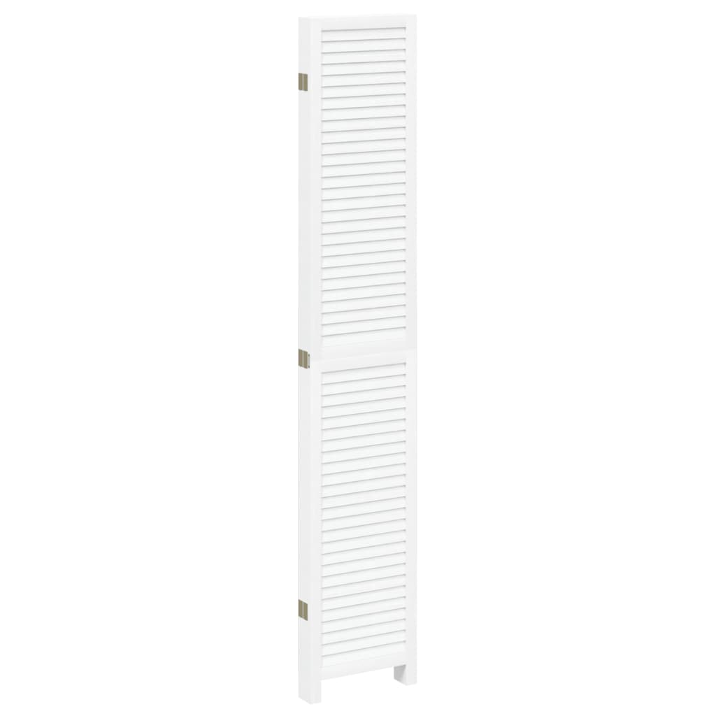Kamerscherm Met 5 Panelen Massief Paulowniahout Wit